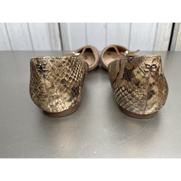 Sam Edelman Tan Suede RINA Pointed Toe d'Orsay Copper Snake Print Flats Sz 7 - Picture 4 of 5
